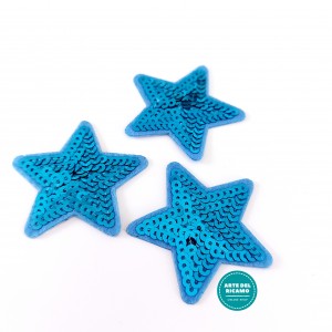 Pegatina Termo-adhesiva con Paillettes - Estrella Turquesa